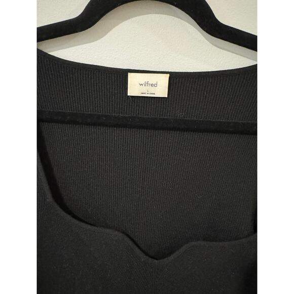 Wilfred Aritzia Tuscany Sweater Black Size L – Fitted Ribbed Knit Minimalist Top - Picture 5 of 6